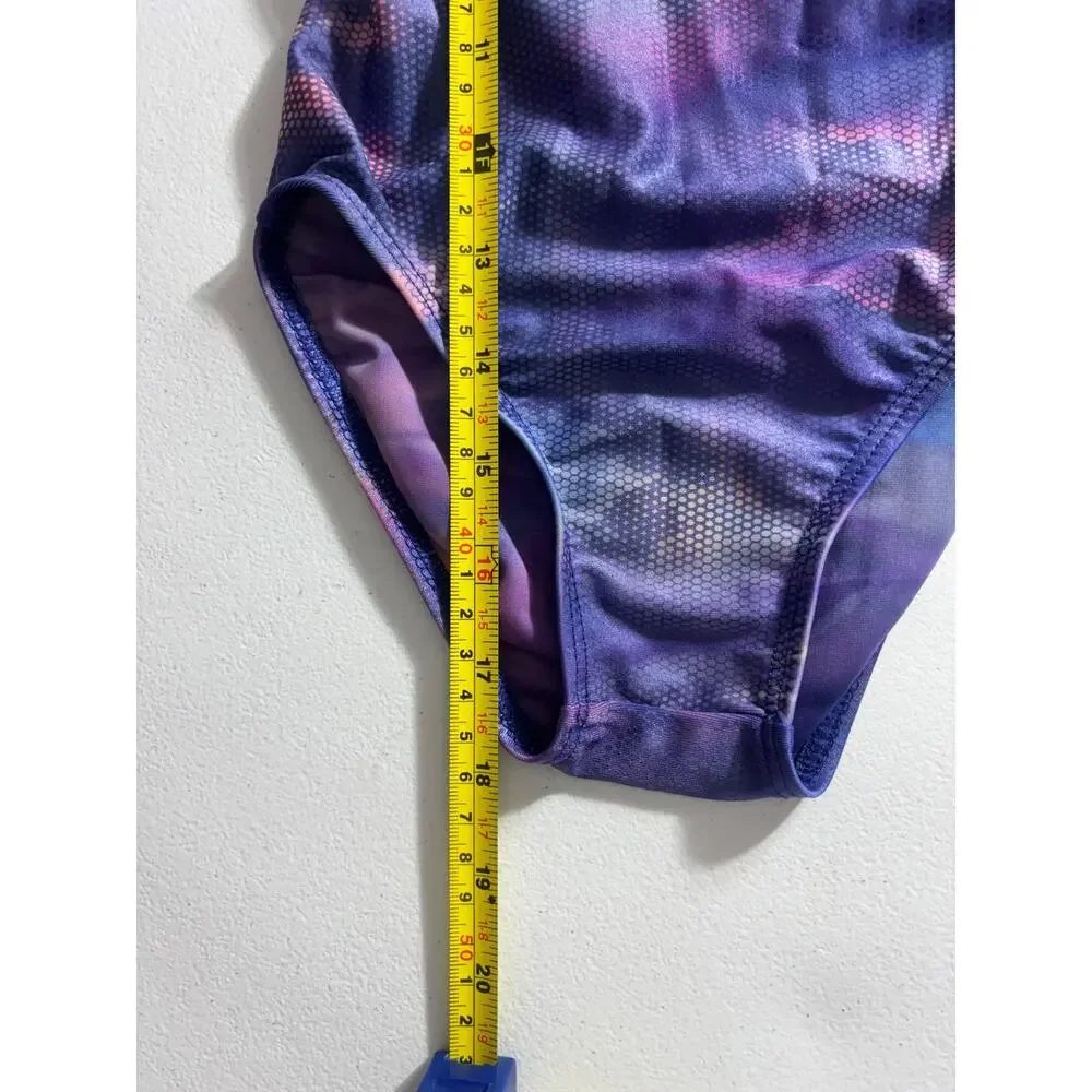 Destira Purple Open Racer back leotard size child small